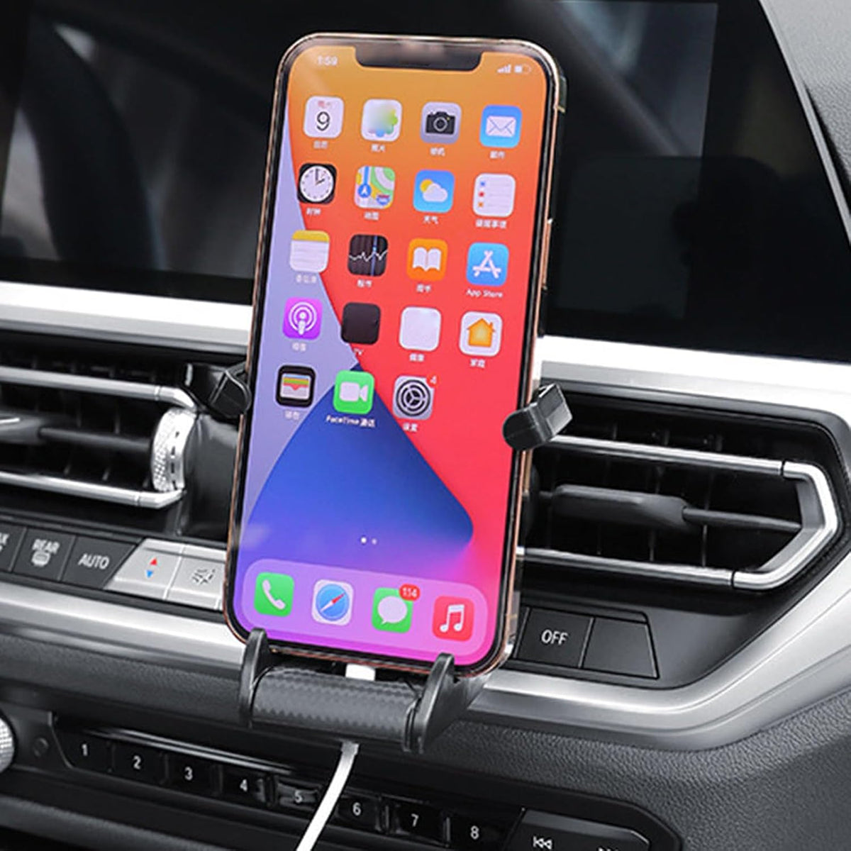 Racing Seat with Safety Belt, Rennwagen-Handyständer, Rennsitz Handyhalterung Auto, Handyhalter Fürs Auto Lüftung, 360° Drehbar Schwerkraft Handyhalter, Handyhalterung Für Auto